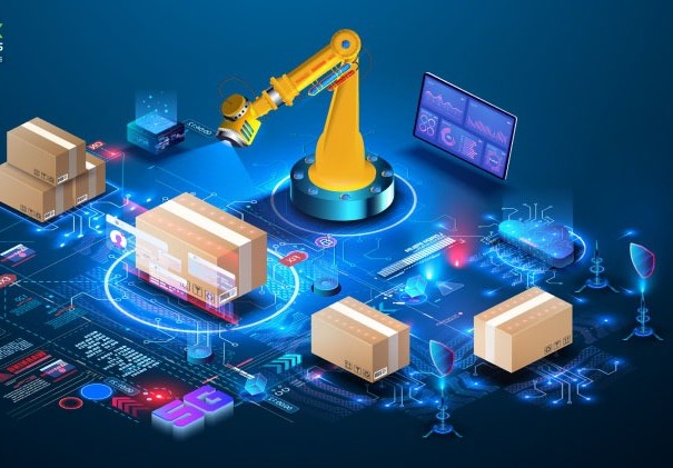 یک بازوی رباتیک و چند جعبه-ai-logestic