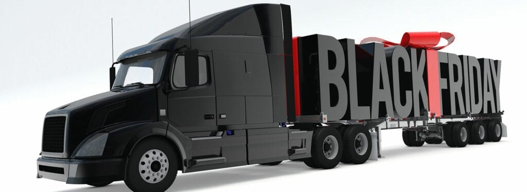 یک کامیون سیاه که علمت بلک فرایدی دارد-black fridar