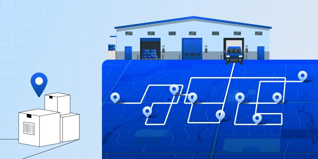 چند کامیون در حال برنامهریزی مسیر-برنامه ریزی لجستیک