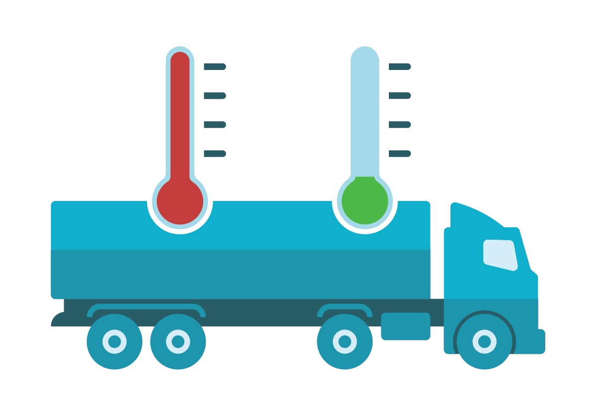 یک کامیون با دو دماسنج-سنسور دما در نوگان
