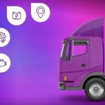 یک کامیون و علامت‌های مختلف فناوری-مدیریت هوشمند ناوگان
