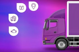 یک کامیون و علامتهای مختلف فناوری-مدیریت هوشمند ناوگان